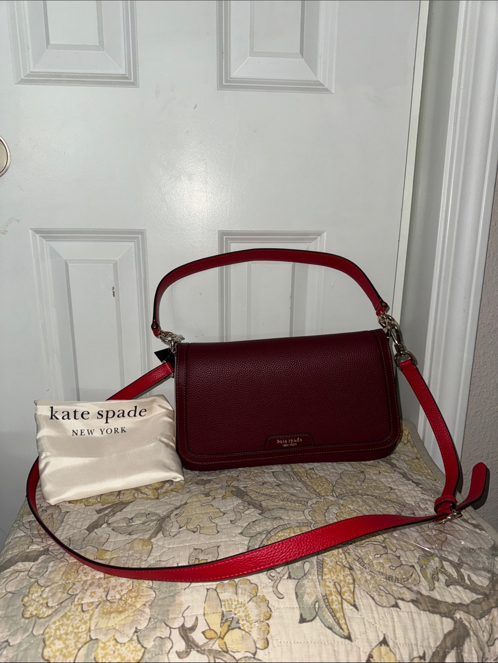 kate spade Burgundy and Red Leather Crossbody Bag